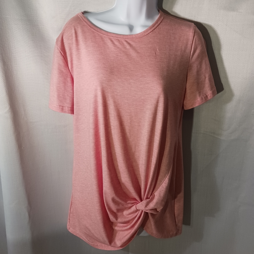 Women's Short Sleeve Soft Comfy Pullover Top Knotted Front Size M